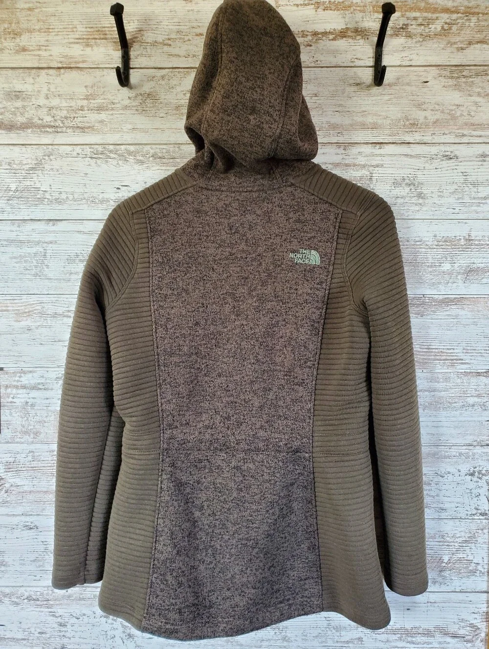 The North Face Indi 2 Hoodie Parka Fleece Jacket Taupe Small